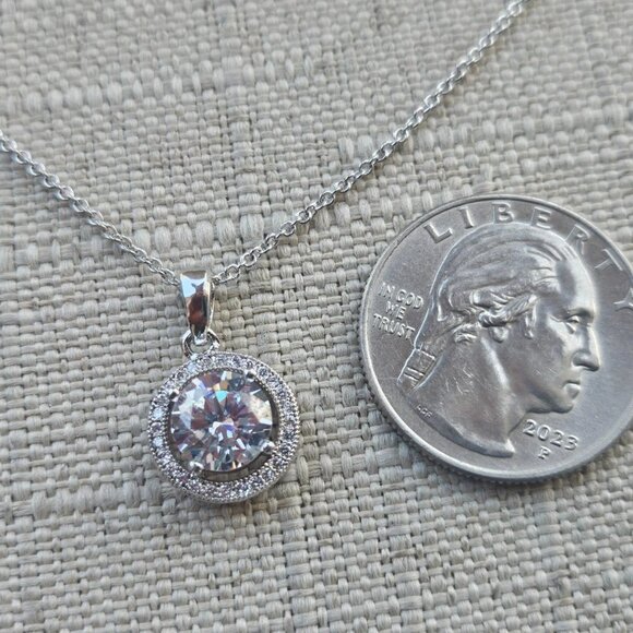 Micro Pave Necklace Cubic Zirconia Silver Tone Fashion Jewelry Khols NWT $60 - Picture 12 of 12